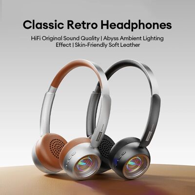 Lenovo Cuffie Bluetooth 6.0 LS101 con Chiamata HD e Cancellazione del Rumore ENC, Design Vintage, Wireless Over-Ear, Riduzione del Rumore a Pressione Zero Lenovo Cuffie Bluetooth 6.0 LS101 con Chiamata HD e Cancellazione del Rumore ENC, Design Vintage, Wireless Over-Ear, Riduzione del Rumore a Pressione Zero