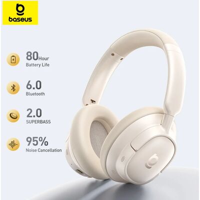BASEUS Cuffie Wireless ANC, Auricolari Over-Ear con 80 Ore di Autonomia, Cancellazione del Rumore al 95%, Cuffie Bluetooth 6.0 BASEUS Cuffie Wireless ANC, Auricolari Over-Ear con 80 Ore di Autonomia, Cancellazione del Rumore al 95%, Cuffie Bluetooth 6.0