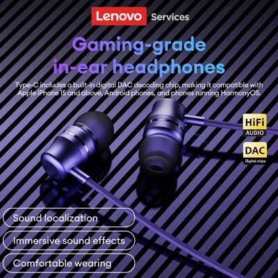 Lenovo Auricolari cablati YF38 Tipo-C/3,5 mm Cuffie da gioco Suono dinamico di livello HiFi Auricolari a bassissima latenza con microfono Anti-groviglio Lenovo Auricolari cablati YF38 Tipo-C/3,5 mm Cuffie da gioco Suono dinamico di livello HiFi Auricolari a bassissima latenza con microfono Anti-groviglio