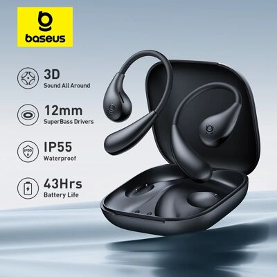 BASEUS Auricolari Sportivi Wireless Open-Ear BF1 Lite Bluetooth 5.4 con Ganci Auricolari, Bassi Potenti, 60 Ore di Autonomia BASEUS Auricolari Sportivi Wireless Open-Ear BF1 Lite Bluetooth 5.4 con Ganci Auricolari, Bassi Potenti, 60 Ore di Autonomia
