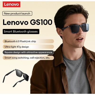 Lenovo Occhiali Smart Wireless Classic GS100 Bluetooth 6.0, Occhiali da Sole alla Moda con Chiamate Nitide e Cuffie Hands-Free per Viaggi Lenovo Occhiali Smart Wireless Classic GS100 Bluetooth 6.0, Occhiali da Sole alla Moda con Chiamate Nitide e Cuffie Hands-Free per Viaggi