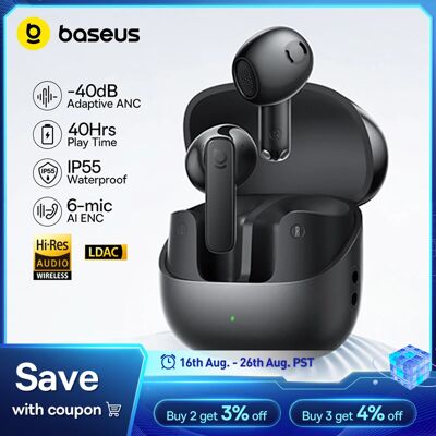 BASEUS Bass BS1 NC -40dB Auricolari wireless ANC adattivi in tempo reale Auricolari semi-abperti Bluetooth 6.0 LDAC Audio ad alta risoluzione 6 microfoni AI ENC BASEUS Bass BS1 NC -40dB Auricolari wireless ANC adattivi in tempo reale Auricolari semi-abperti Bluetooth 6.0 LDAC Audio ad alta risoluzione 6 microfoni AI ENC