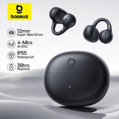 BASEUS Auricolari Open-Ear Bass BC1 con Clip, Cuffie Open-Ring Comfort Clip, SuperBass, 4 Microfoni per Chiamate Chiare, Auricolari Sportivi BASEUS Auricolari Open-Ear Bass BC1 con Clip, Cuffie Open-Ring Comfort Clip, SuperBass, 4 Microfoni per Chiamate Chiare, Auricolari Sportivi