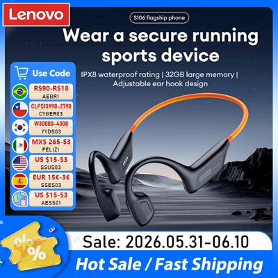 Lenovo S106 Cuffie a Conduzione Ossea Bluetooth 6.0 IPX8 Impermeabili con MP3 32GB, Auricolari HIFI con Microfono per Nuoto Lenovo S106 Cuffie a Conduzione Ossea Bluetooth 6.0 IPX8 Impermeabili con MP3 32GB, Auricolari HIFI con Microfono per Nuoto