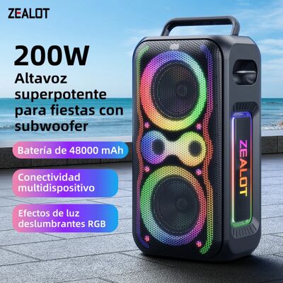 ZEALOT -PT21 Altoparlante Bluetooth portatile da 200 W, altoparlante wireless IPX5 Altoparlanti Bluetooth impermeabili con subwoofer, Bass Boost ZEALOT -PT21 Altoparlante Bluetooth portatile da 200 W, altoparlante wireless IPX5 Altoparlanti Bluetooth impermeabili con subwoofer, Bass Boost