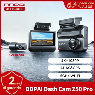 ddpai Z50 Pro Dash Cam 4K, DVR per Auto con Schermo IPS da 3'', WiFi 5GHz, GPS, ADAS, Monitoraggio Parcheggio 24H, Telecamera Anteriore e Posteriore ddpai Z50 Pro Dash Cam 4K, DVR per Auto con Schermo IPS da 3'', WiFi 5GHz, GPS, ADAS, Monitoraggio Parcheggio 24H, Telecamera Anteriore e Posteriore