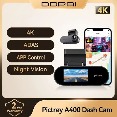 ddpai Pictrey A400 4K Dash Cam Telecamera per auto da cruscotto Wi-Fi ADAS integrata con supporto schermo IPS da 1,9 '' Parcheggio Monito Visione notturna DVR per auto ddpai Pictrey A400 4K Dash Cam Telecamera per auto da cruscotto Wi-Fi ADAS integrata con supporto schermo IPS da 1,9 '' Parcheggio Monito Visione notturna DVR per auto