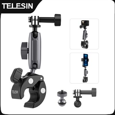 TELESIN Morsetto per montaggio su guida per bicicletta per moto con clip per montaggio a sfera da 360 gradi per Gopro Hero DJI OSMO Action Insta 360 per telefono TELESIN Morsetto per montaggio su guida per bicicletta per moto con clip per montaggio a sfera da 360 gradi per Gopro Hero DJI OSMO Action Insta 360 per telefono