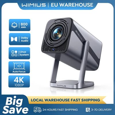 WIMIUS Proiettore 4k Ufficiale Netflix 800ANSI Messa a fuoco automatica/Keystone FHD 1080p WIFI 6 Bluetooth5.2 Dolby 360 ° Ruota Home Theater WIMIUS Proiettore 4k Ufficiale Netflix 800ANSI Messa a fuoco automatica/Keystone FHD 1080p WIFI 6 Bluetooth5.2 Dolby 360 ° Ruota Home Theater