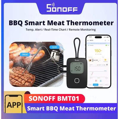 SONOFF BMT01 Termometro per carne per barbecue Monitoraggio remoto Avviso temperatura Forno per barbecue Sonda per griglia Funziona con l'APP eWeLink SONOFF BMT01 Termometro per carne per barbecue Monitoraggio remoto Avviso temperatura Forno per barbecue Sonda per griglia Funziona con l'APP eWeLink