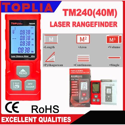NONE TOPLIA TM240 Misuratore Laser a Nastro 40M, Telemetro Laser, Righello Elettronico, Strumento di Misurazione Utile, Misuratore Laser di Distanza NONE TOPLIA TM240 Misuratore Laser a Nastro 40M, Telemetro Laser, Righello Elettronico, Strumento di Misurazione Utile, Misuratore Laser di Distanza