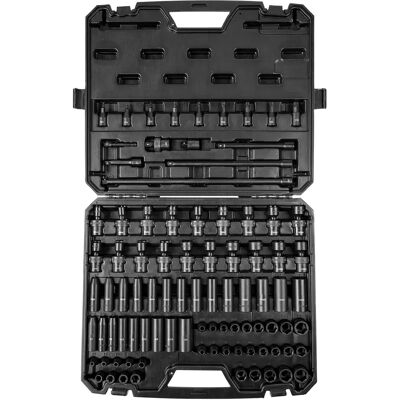 SucceBuy Set di 90 bussole a impatto per azionamento da 3/8" SAE 1/4"-3/4" e set di bussole metriche da 6-19 mm Acciaio legato Cr-Mo a 6 punti per riparazioni auto SucceBuy Set di 90 bussole a impatto per azionamento da 3/8" SAE 1/4"-3/4" e set di bussole metriche da 6-19 mm Acciaio legato Cr-Mo a 6 punti per riparazioni auto