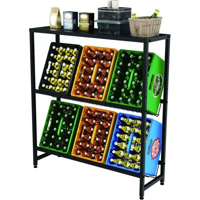 NONE Scaffale porta bottiglie in metallo 33T x 103W x 113H cm con piedini regolabili e cestello a griglia, salvaspazio per cantina e garage, nero NONE Scaffale porta bottiglie in metallo 33T x 103W x 113H cm con piedini regolabili e cestello a griglia, salvaspazio per cantina e garage, nero