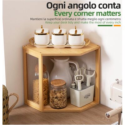 NONE MumaHome Organizzatore Angolare da Cucina Impilabile in Bambù, Ripiani d'Angolo Multiuso con Pannelli in Acrilico Scanalati per Cucina Camera da Letto Studio multifunzione per casa NONE MumaHome Organizzatore Angolare da Cucina Impilabile in Bambù, Ripiani d'Angolo Multiuso con Pannelli in Acrilico Scanalati per Cucina Camera da Letto Studio multifunzione per casa
