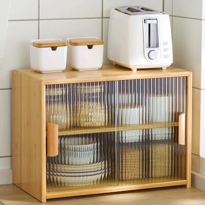 Other MumaHome Armadietto PortaSpezie con Ante in Vetro Scanalato Mobiletto Organizzatore Multiuso in Bambù per Cucina e Soggiorno Other MumaHome Armadietto PortaSpezie con Ante in Vetro Scanalato Mobiletto Organizzatore Multiuso in Bambù per Cucina e Soggiorno