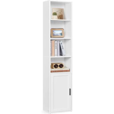 VASAGLE Libreria , scaffale verticale a 6 livelli, con anta, 24 x 31,8 x 175 cm, per soggiorno, studio, ufficio, sala da pranzo, bianco nuvola/marrone rustico VASAGLE Libreria , scaffale verticale a 6 livelli, con anta, 24 x 31,8 x 175 cm, per soggiorno, studio, ufficio, sala da pranzo, bianco nuvola/marrone rustico