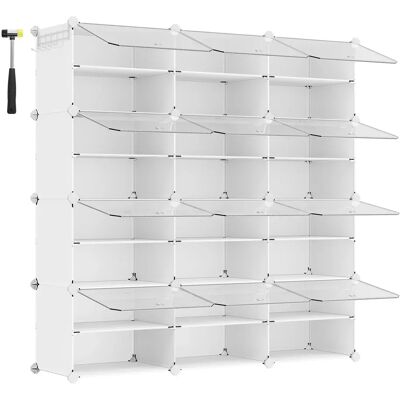 SONGMICS Scarpiera in Plastica, 12 Scomparti, Scarpiera Modulare, Scaffale Modulare in Plastica, Dimensioni per Cubo: 32 x 124,4 x 124,6 cm, con Anta, Struttura in Acciaio, Pannelli in Plastica, SONGMICS Scarpiera in Plastica, 12 Scomparti, Scarpiera Modulare, Scaffale Modulare in Plastica, Dimensioni per Cubo: 32 x 124,4 x 124,6 cm, con Anta, Struttura in Acciaio, Pannelli in Plastica,