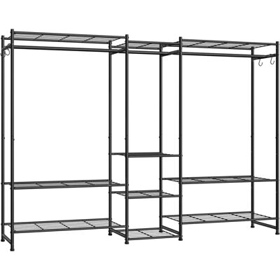 SONGMICS Appendiabiti, Armadio Aperto, Armadio con 10 Ripiani, 3 Barre Appendiabiti, 4 Ganci a S, Metallo, per Camera da Letto, Soggiorno o Ingresso, Nero SONGMICS Appendiabiti, Armadio Aperto, Armadio con 10 Ripiani, 3 Barre Appendiabiti, 4 Ganci a S, Metallo, per Camera da Letto, Soggiorno o Ingresso, Nero
