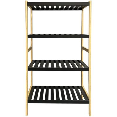 NONE LIN HOME XZ-24501 Scaffale Aperto a 4 Ripiani - Nero e Legno NONE LIN HOME XZ-24501 Scaffale Aperto a 4 Ripiani - Nero e Legno