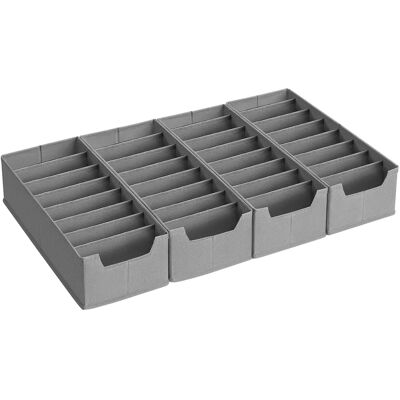 SONGMICS Set di 4 Organizer per Cassetti Intimo, compatibili con cassettiere IKEA HEMNES e MALM, con divisori, pieghevoli, per armadio, 40 x 16 x 10 cm, ideali per calzini, colore grigio tortora SONGMICS Set di 4 Organizer per Cassetti Intimo, compatibili con cassettiere IKEA HEMNES e MALM, con divisori, pieghevoli, per armadio, 40 x 16 x 10 cm, ideali per calzini, colore grigio tortora