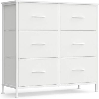 SONGMICS Cassettiera, 6 Cassetti in Tessuto, Acciaio, MDF, Tessuto Non Tessuto, per Camera da Letto, Guardaroba, Ingresso, Soggiorno, Bianco Nuvola e Bianco Neve SONGMICS Cassettiera, 6 Cassetti in Tessuto, Acciaio, MDF, Tessuto Non Tessuto, per Camera da Letto, Guardaroba, Ingresso, Soggiorno, Bianco Nuvola e Bianco Neve