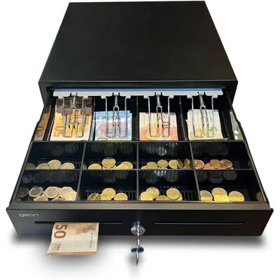 NONE Cassetto Portadenaro Registratore di Cassa - Apertura Automatica RJ11 o Manuale con Chiavi - Organizzatore di Denaro con 4 Scomparti per Banconote e 8 per Monete - 41x41 cm - Struttura in Metallo - NONE Cassetto Portadenaro Registratore di Cassa - Apertura Automatica RJ11 o Manuale con Chiavi - Organizzatore di Denaro con 4 Scomparti per Banconote e 8 per Monete - 41x41 cm - Struttura in Metallo -