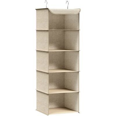 SONGMICS Organizer per Armadio, Borsa da Appendere nell'Armadio, Pieghevole, Salvaspazio, con Ganci in Metallo, Rinforzo in Bambù, Motivo in Lino, Beige Sabbia SONGMICS Organizer per Armadio, Borsa da Appendere nell'Armadio, Pieghevole, Salvaspazio, con Ganci in Metallo, Rinforzo in Bambù, Motivo in Lino, Beige Sabbia