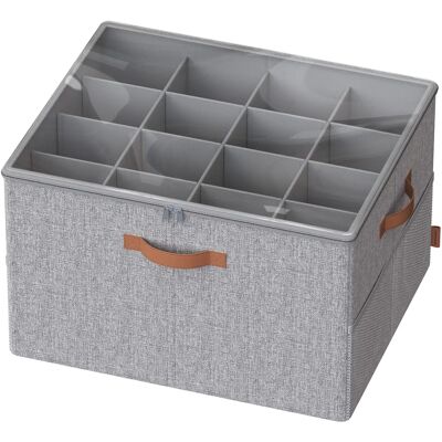 SONGMICS Organizer per Scarpe, Scatola Porta Scarpe per 16 Paia, con Maniglie, Salvaspazio, con Coperchio Trasparente, Regolabile, per Armadio, Grigio Tazza di Caffè/Beige Cappuccino SONGMICS Organizer per Scarpe, Scatola Porta Scarpe per 16 Paia, con Maniglie, Salvaspazio, con Coperchio Trasparente, Regolabile, per Armadio, Grigio Tazza di Caffè/Beige Cappuccino