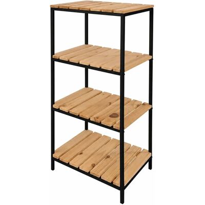 NONE LIN HOME XZ-22110 Scaffale in Legno con Struttura in Metallo Nero 4 Ripiani 30x24x63cm Smontabile - Scaffale Organizer a 4 Ripiani per Bagno, Soggiorno, Camera da Letto NONE LIN HOME XZ-22110 Scaffale in Legno con Struttura in Metallo Nero 4 Ripiani 30x24x63cm Smontabile - Scaffale Organizer a 4 Ripiani per Bagno, Soggiorno, Camera da Letto