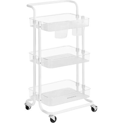 SONGMICS Carrello con Ruote, Carrello Portaoggetti a 3 Ripiani, con Maniglia, 2 Piccoli Organizer, Struttura in Acciaio, Cestini in Plastica, per Camera da Letto, Lavanderia, Bagno, Bianco e SONGMICS Carrello con Ruote, Carrello Portaoggetti a 3 Ripiani, con Maniglia, 2 Piccoli Organizer, Struttura in Acciaio, Cestini in Plastica, per Camera da Letto, Lavanderia, Bagno, Bianco e