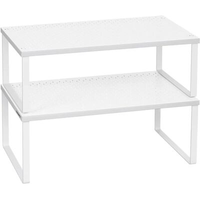 SONGMICS Portaspezie, Portaspezie, Organizzatore per Armadio, per Piani di Lavoro, Rialzo per Ripiani, Impilabile, Espandibile, Set di 2 Ripiani da Cucina in Metallo, Bianco SONGMICS Portaspezie, Portaspezie, Organizzatore per Armadio, per Piani di Lavoro, Rialzo per Ripiani, Impilabile, Espandibile, Set di 2 Ripiani da Cucina in Metallo, Bianco