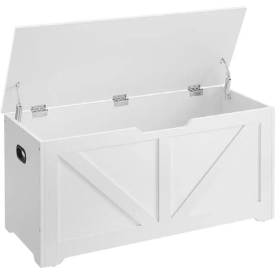 VASAGLE Storage Puff, panca portaoggetti con 2 cerniere di sicurezza, baule portaoggetti, panca per scarpe, stile fienile, 40 x 100 x 46 cm, per corridoio camera da letto soggiorno, bianco VASAGLE Storage Puff, panca portaoggetti con 2 cerniere di sicurezza, baule portaoggetti, panca per scarpe, stile fienile, 40 x 100 x 46 cm, per corridoio camera da letto soggiorno, bianco