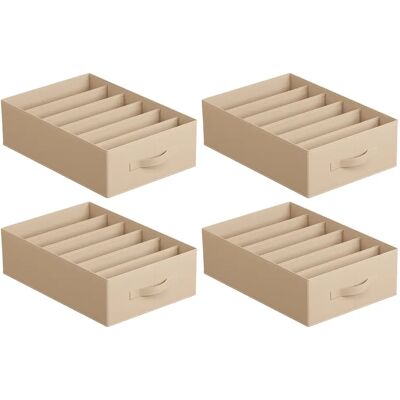 SONGMICS Set di 4 organizer per cassetti, organizer per armadio a 6 scomparti, pieghevoli, 42 x 30 x 17 cm, per pantaloni, vestiti, beige sabbia/rosa gelatina SONGMICS Set di 4 organizer per cassetti, organizer per armadio a 6 scomparti, pieghevoli, 42 x 30 x 17 cm, per pantaloni, vestiti, beige sabbia/rosa gelatina
