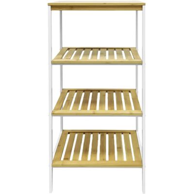 NONE LIN HOME XZ-22117-2 Scaffale in Bambù a 4 Ripiani con Struttura in Metallo 40x90x30cm Smontabile - Scaffale Organizer a 4 Ripiani per Bagno, Soggiorno, Camera da Letto NONE LIN HOME XZ-22117-2 Scaffale in Bambù a 4 Ripiani con Struttura in Metallo 40x90x30cm Smontabile - Scaffale Organizer a 4 Ripiani per Bagno, Soggiorno, Camera da Letto