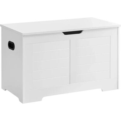 VASAGLE Puff Storage, panca portaoggetti con 2 cerniere di sicurezza, baule portaoggetti, panca per scarpe, stile country, 40 x 80 x 46 cm, per corridoio camera da letto soggiorno, bianco VASAGLE Puff Storage, panca portaoggetti con 2 cerniere di sicurezza, baule portaoggetti, panca per scarpe, stile country, 40 x 80 x 46 cm, per corridoio camera da letto soggiorno, bianco
