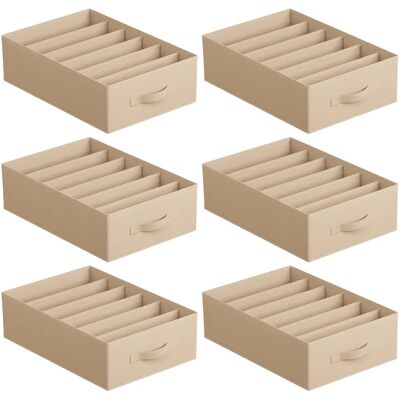 SONGMICS Set di 6 Organizer per Cassetti, Organizer Pieghevoli a 6 Scomparti per Armadio, 42 x 30 x 17 cm, per Pantaloni, Abiti, Beige Sabbia/Bianco Nuvola SONGMICS Set di 6 Organizer per Cassetti, Organizer Pieghevoli a 6 Scomparti per Armadio, 42 x 30 x 17 cm, per Pantaloni, Abiti, Beige Sabbia/Bianco Nuvola
