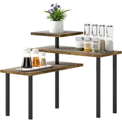 HOMCOM Scaffale da Cucina Girevole a 3 Livelli, Scaffale Angolare Moderno, Struttura in Metallo, Scaffale Portaoggetti, Marrone Rustico HOMCOM Scaffale da Cucina Girevole a 3 Livelli, Scaffale Angolare Moderno, Struttura in Metallo, Scaffale Portaoggetti, Marrone Rustico