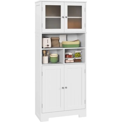 HOMCOM Buffet da cucina, armadio da cucina, porta stoviglie, 4 ante, nicchie e ripiani regolabili, ante in vetro, mobili HOMCOM Buffet da cucina, armadio da cucina, porta stoviglie, 4 ante, nicchie e ripiani regolabili, ante in vetro, mobili