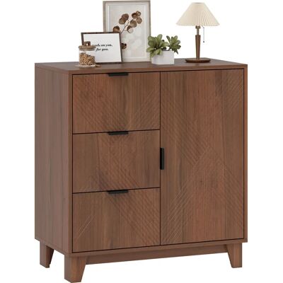 HOMCOM Mobile buffet da soggiorno con anta, 3 cassetti e ripiano regolabile, credenza da cucina HOMCOM Mobile buffet da soggiorno con anta, 3 cassetti e ripiano regolabile, credenza da cucina