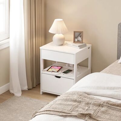 SoBuy FRG258-II-E-W Comodino con funzione ricarica 4-in-1 e ripiano, comò con cassetti per camera da letto soggiorno giovani adulti Bianco 45x38x55,5 cm SoBuy FRG258-II-E-W Comodino con funzione ricarica 4-in-1 e ripiano, comò con cassetti per camera da letto soggiorno giovani adulti Bianco 45x38x55,5 cm
