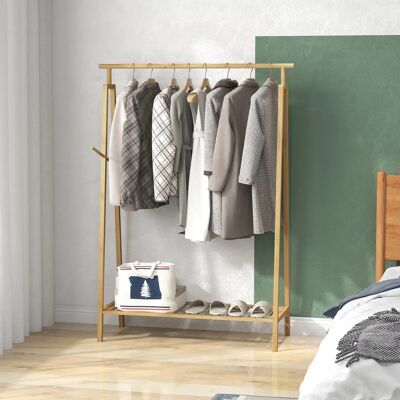 HOMCOM appendiabiti in bambù, porta cappotti in legno con ripiano per scarpe. 110L x 42L x 152H cm HOMCOM appendiabiti in bambù, porta cappotti in legno con ripiano per scarpe. 110L x 42L x 152H cm
