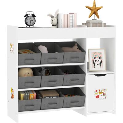 AIYAPLAY Scaffale portaoggetti per bambini, contenitore per giocattoli con 9 cassetti in tessuto e armadietto, Bianco AIYAPLAY Scaffale portaoggetti per bambini, contenitore per giocattoli con 9 cassetti in tessuto e armadietto, Bianco