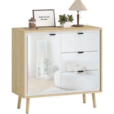 HOMCOM Mobile buffet per soggiorno, credenza da cucina con armadio a 2 ante, 3 cassetti e ripiano regolabile, stile moderno HOMCOM Mobile buffet per soggiorno, credenza da cucina con armadio a 2 ante, 3 cassetti e ripiano regolabile, stile moderno