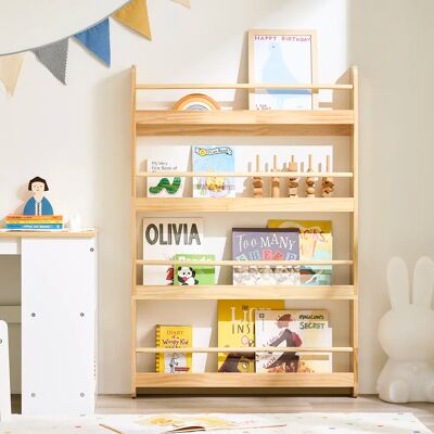 SoBuy KMB08-N Scaffale per bambini con 4 ripiani per libri, giocattoli e Deco Nature 80x118x12 cm SoBuy KMB08-N Scaffale per bambini con 4 ripiani per libri, giocattoli e Deco Nature 80x118x12 cm