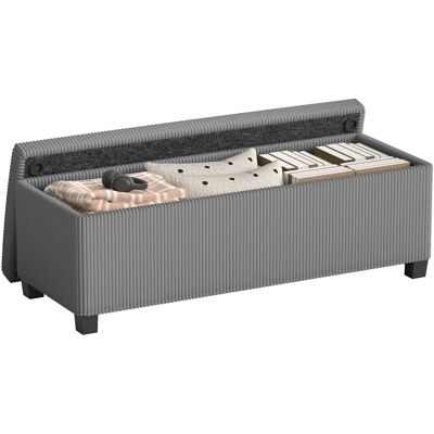 HOMCOM Panca contenitore 84L, pouf contenitore per soggiorno, poggiapiedi in velluto a coste con coperchio, salotto HOMCOM Panca contenitore 84L, pouf contenitore per soggiorno, poggiapiedi in velluto a coste con coperchio, salotto