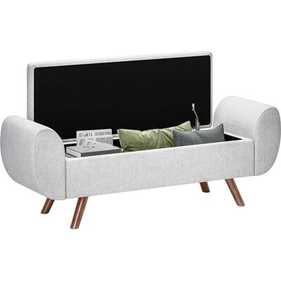 HOMCOM Panca contenitore 53,8L, pouf contenitore da soggiorno, contenitore letto con seduta imbottita e braccioli HOMCOM Panca contenitore 53,8L, pouf contenitore da soggiorno, contenitore letto con seduta imbottita e braccioli