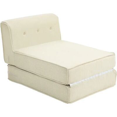 HOMCOM Poltrona trasformabile 1 posto, poltrona relax 1 posto con schienale imbottito, materasso pieghevole - per ospiti, soggiorno, portata, kg, velluto a coste color crema HOMCOM Poltrona trasformabile 1 posto, poltrona relax 1 posto con schienale imbottito, materasso pieghevole - per ospiti, soggiorno, portata, kg, velluto a coste color crema