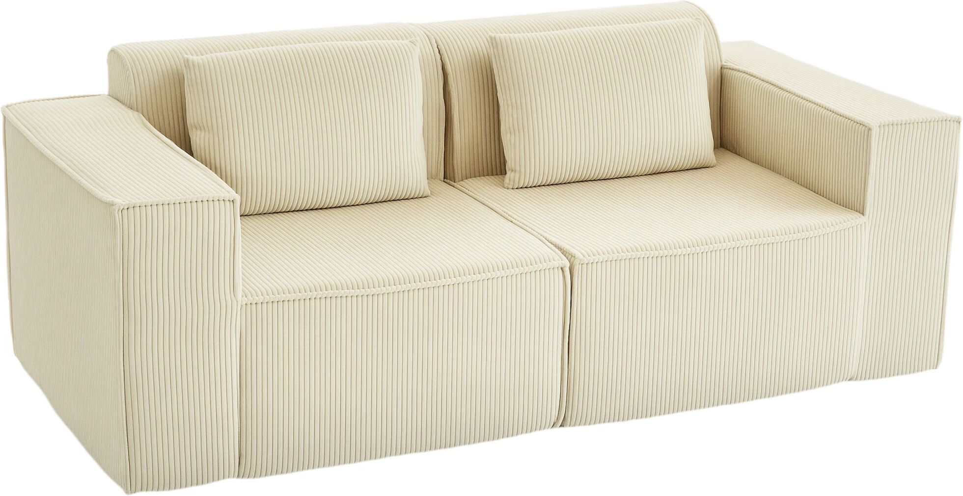 HOMCOM Divano 3 posti, divano soggiorno, 202X90X76 cm, imbottito in velluto a coste, imbottitura spessa, sedile extra profondo, braccioli larghi, montaggio rapido, 2 cuscini, beige 1 HOMCOM Divano 3 posti, divano soggiorno, 202X90X76 cm, imbottito in velluto a coste, imbottitura spessa, sedile extra profondo, braccioli larghi, montaggio rapido, 2 cuscini, beige