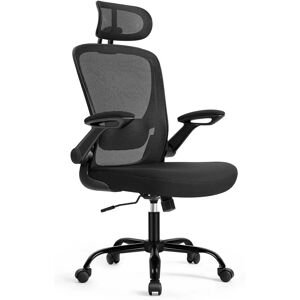 SONGMICS Sedia da ufficio , sedia da scrivania in rete, sedia girevole ergonomica, supporto lombare, basculante, sedile da 53 cm, braccioli pieghevoli, poggiatesta, nero inchiostro/beige SONGMICS Sedia da ufficio , sedia da scrivania in rete, sedia girevole ergonomica, supporto lombare, basculante, sedile da 53 cm, braccioli pieghevoli, poggiatesta, nero inchiostro/beige