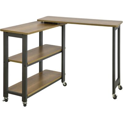 SoBuy FWT83 Tavolino a L con 2 ripiani Tavolino da divano con ruote scrivania angolare tavolo da lavoro design industriale SoBuy FWT83 Tavolino a L con 2 ripiani Tavolino da divano con ruote scrivania angolare tavolo da lavoro design industriale